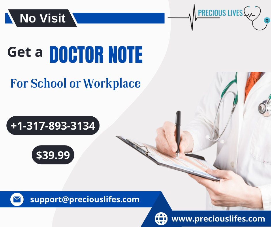 PreciousLifes4's tweet image. Precious Lifes
&quot;Your Health Our First Priority&quot;
Get a Doctor Note for School or Workplace 
#doctornote #preciouslifes #OnlineDoctorConsultation #onlinedoctorappointment #preciouslifesonline