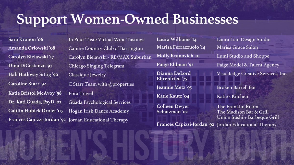 We are so proud of our alumnae and families with women-owned businesses! They have grown and built their businesses and restaurants over many years.  You can support by shopping, dining, collaborating, volunteering, and sharing about them on socials. #WomensHistoryMonth