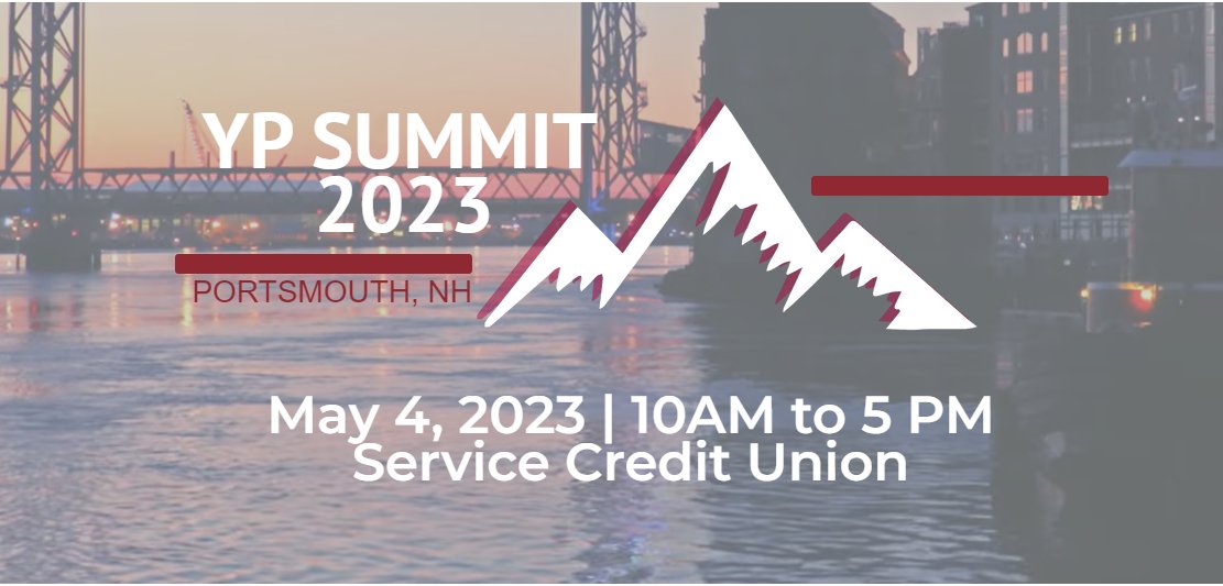 Young professionals are heading to Portsmouth, New Hampshire for the second annual YP Summit!  This year we teamed up with the @MaineCULeague to host the Summit at @Servicecu on May 4th.  

Registration is open!  bit.ly/ypsummit23