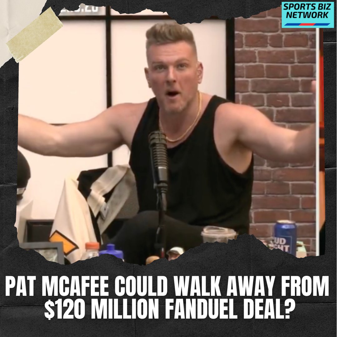 SportsBizTeam's tweet image. Pat McAfee could walk away from $120 MILL FanDuel deal per @AndrewMarchand💰

FD logo gone from his show recently🧐

Reports convo w/ Amazon &amp;amp; suggests YouTube, who did deal for NFL Sunday Ticket🤔

Today he's got the biggest story in the NFL Aaron Rodgers on to talk..Jets?👇