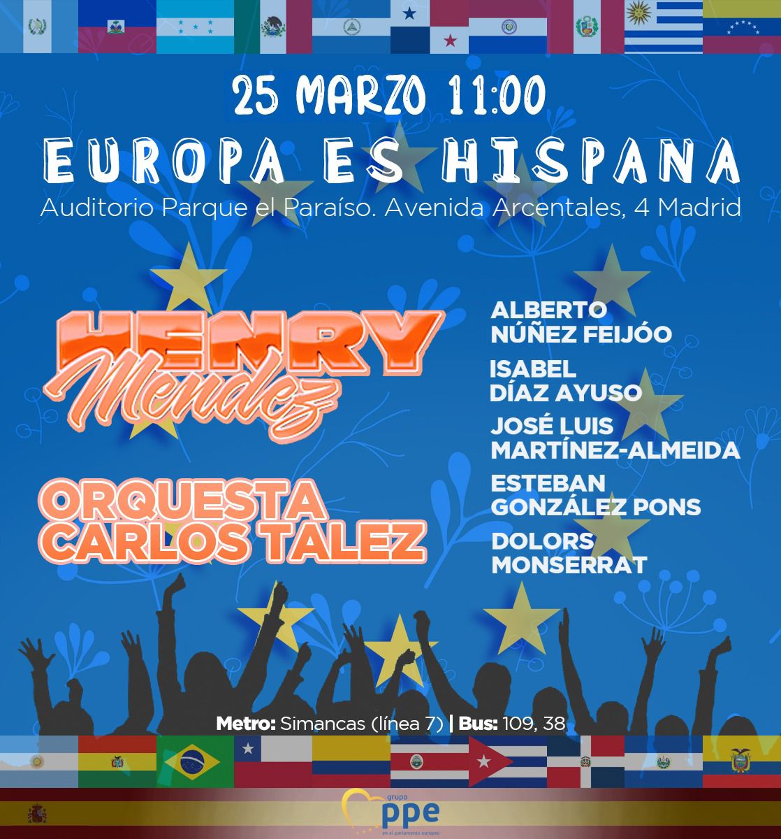 felixucv's tweet photo. "Europa es Hispana" 
Acompáñanos este 25 de marzo.

¿Se atreverá @IdiazAyuso con un merengue?
¿Veremos a @AlmeidaPP_ bailando una salsa Brava?
¿Cantará @NunezFeijoo una ranchera?

¡Descúbrelo! 
Para asistir comunícate conmigo por DM

🇻🇪🇨🇺🇲🇽🇧🇷🇪🇸🇩🇴🇦🇷 https://t.co/10KvQcXGvY