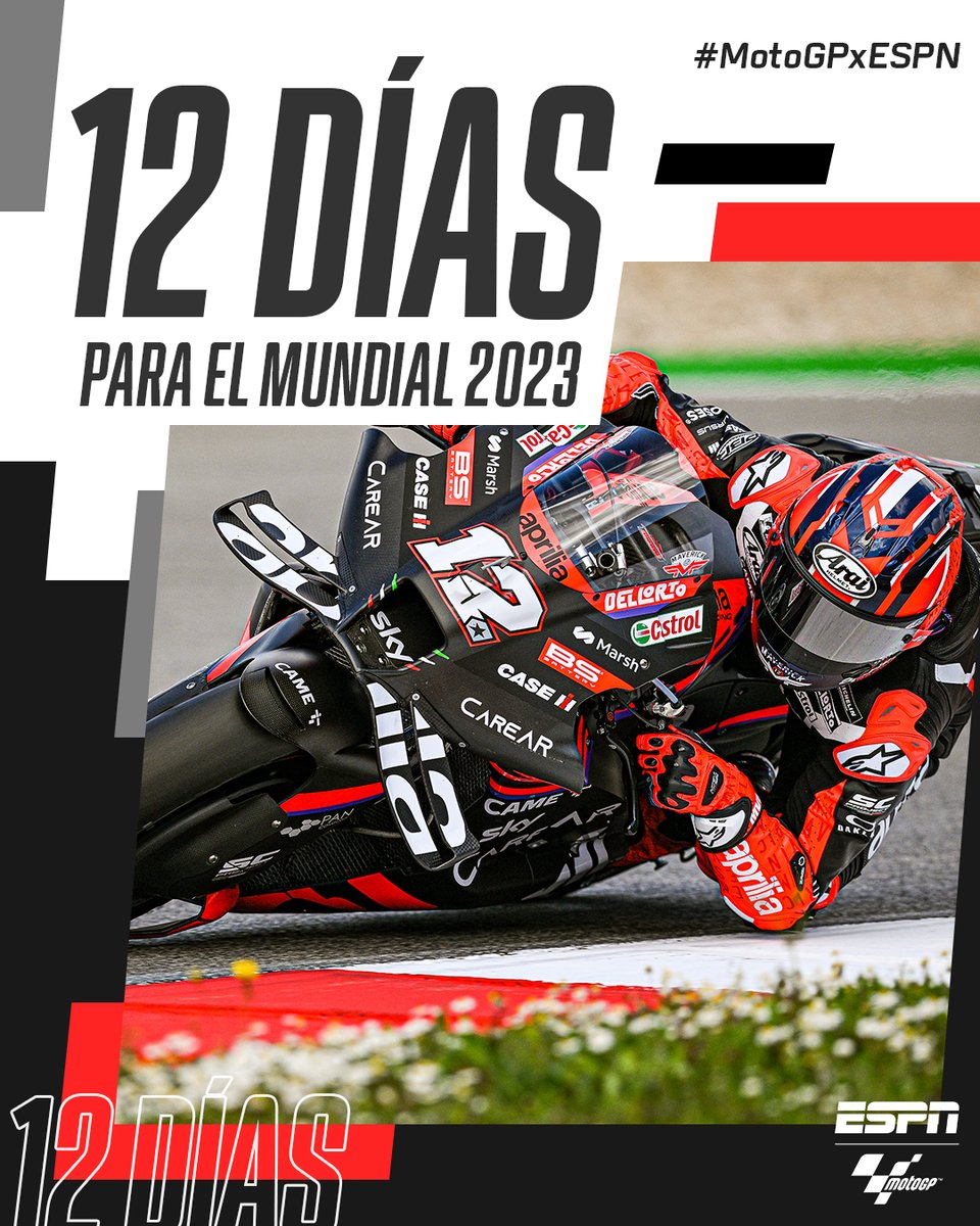 MotoGP_ESPN's tweet photo. ¡12 DÍAS MACK! SOLO 12 DÍAS PARA VOLVER A VER A NUESTROS GUERREROS DARLO TODO EN LA PISTA. 😬

#MotoGPxESPN https://t.co/vlsoFuWJsl
