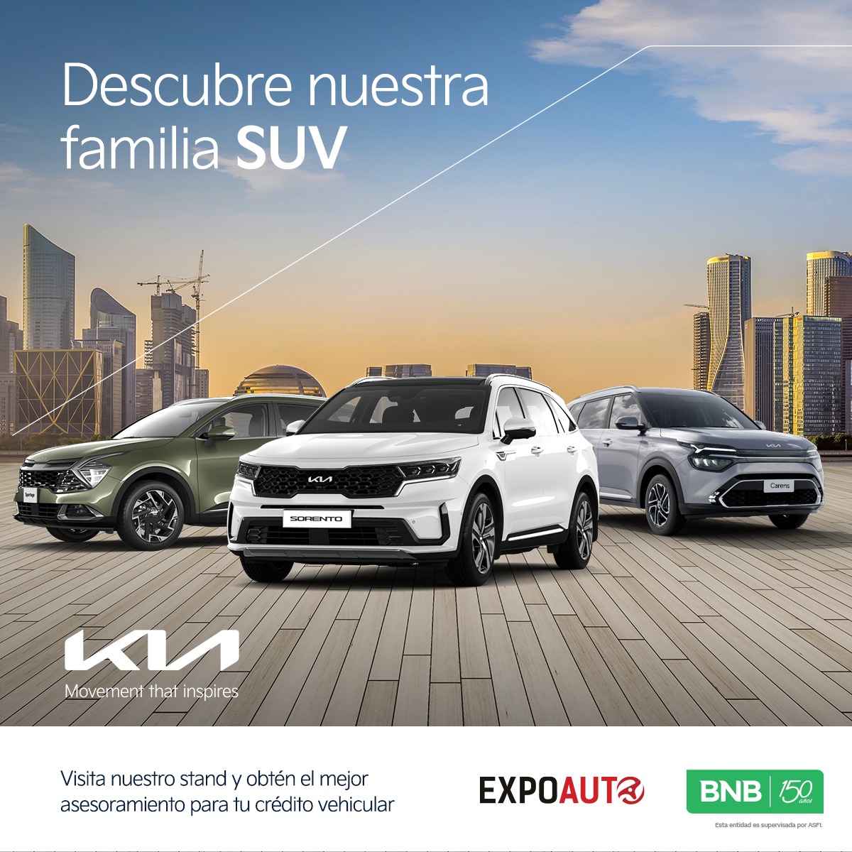 KiaBolivia's tweet photo. Descubre la SUV perfecta para tu estilo de vida!
Visita nuestro Stand en la #ExpoAuto del 15 al 19 de marzo. Contaremos con la presencia del #BNB para asesorarte en la obtención de tu crédito vehicular con condiciones especiales.
#KiaBolivia
#Expoauto2023 https://t.co/IPwlc8xTF2