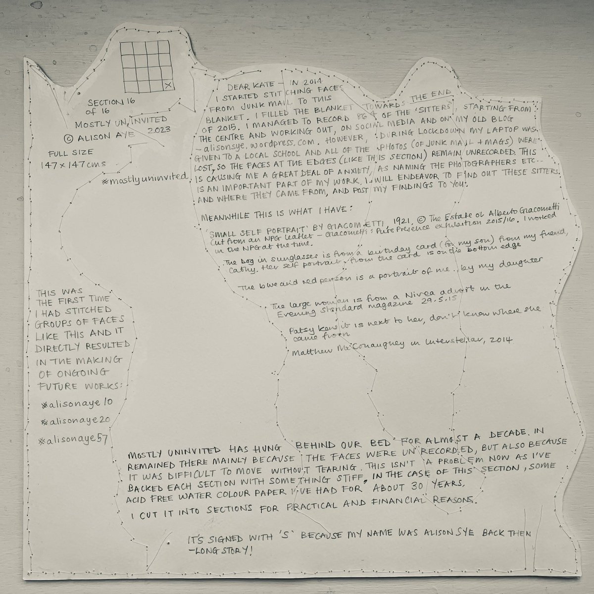 aye_alison's tweet photo. This (Section 16 of Mostly Uninvited 2014-15) be arriving at its new home today, and already the essay (2nd image) I wrote on the back is out of date #mostlyuninvited #mostlyuninvited16 https://t.co/8PPHMklDnq