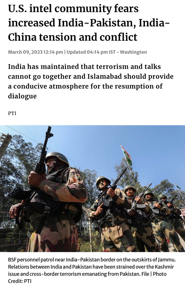 sidd_sharma01's tweet photo. Election preparations in full swing as it seems!!! A US Intelligence report fears increased Indo-Pakistan / Indo- China Conflict. 

By the way where have the investigations around Pulwama attack reached thus far!!! How many arrests made? 

#USIntelligence #USIntelligenceReport #Elections2023 #Elections2024