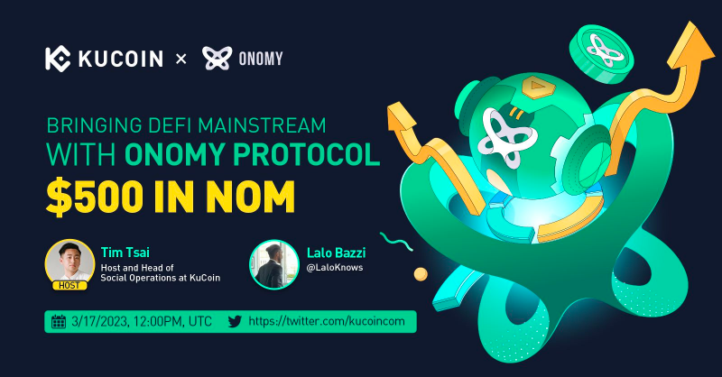 kucoincom's tweet photo. 🔥🚀 Ready for our next #KuCoin fireside chat? Join @timmtsai and @OnomyProtocol, as they discuss on how to bring DeFi mainstream!

🎁$500 Giveaway (10 winners)
1️⃣ Follow @kucoincom &amp; @OnomyProtocol
2️⃣ Retweet &amp; tag 2 friends
3️⃣ Join the space

✅Set a reminder