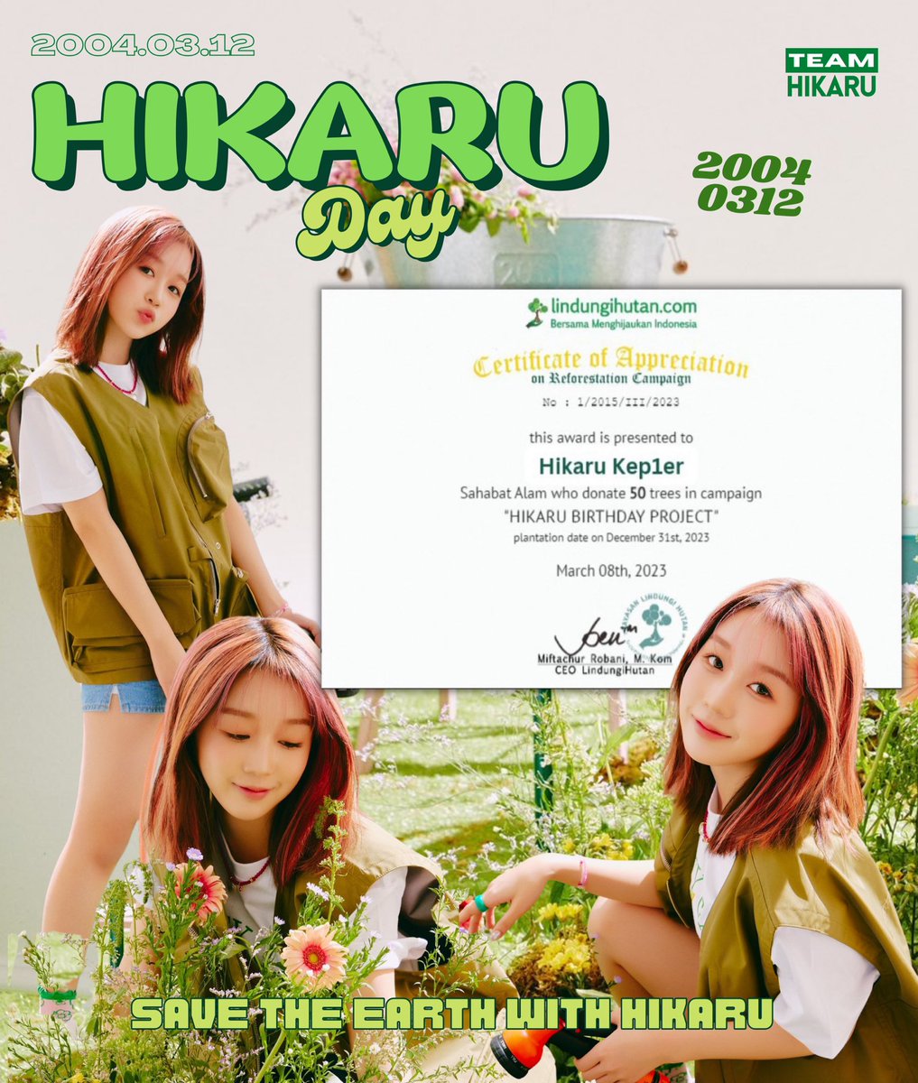 TEAMHIKARU's tweet photo. :¨·.·¨:  
 `·.. ➸ 𝒉𝒂𝒑𝒑𝒚 𝒉𝒊𝒌𝒂𝒓𝒖 𝒅𝒂𝒚 ༺

“save the earth with HIKARU birthday project”

50 Magrove-seeds on behalf of "Kep1er HIKARU" through Lindungi Hutan 🌱💚

#OurHIKARUniverseDay
#HIKARU #히키루 #Kep1er #케플러 https://t.co/GyNplr6EA5