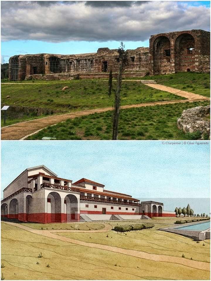 redhistoria's tweet photo. Recreación de la villa rural romana del siglo IV d.C. de Sao Cucufate en Portugal. https://t.co/opSR63zknM