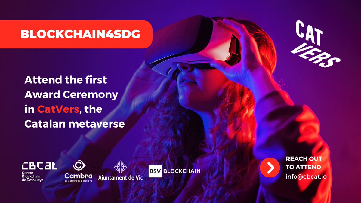 Would you like to attend an event in the #metaverse? You now have the chance!

The #Blockchain4SDG Award Ceremony will be celebrated tomorrow, 16th of March, in the #CatVers, the Catalan metaverse. 

Don't miss it! Reach out and we will invite you to attend. Very limited spots!!