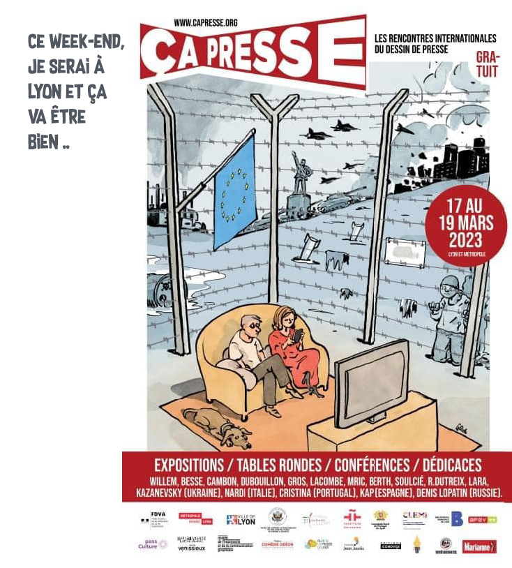BerthCestMoi's tweet photo. Je serai ce week-end aux Rencontres internationales du dessin de presse à #lyon avec @asso_capresse ! #dessindepresse #satire #presse Y aura que des gens bien... https://t.co/LMYpzOG46X
