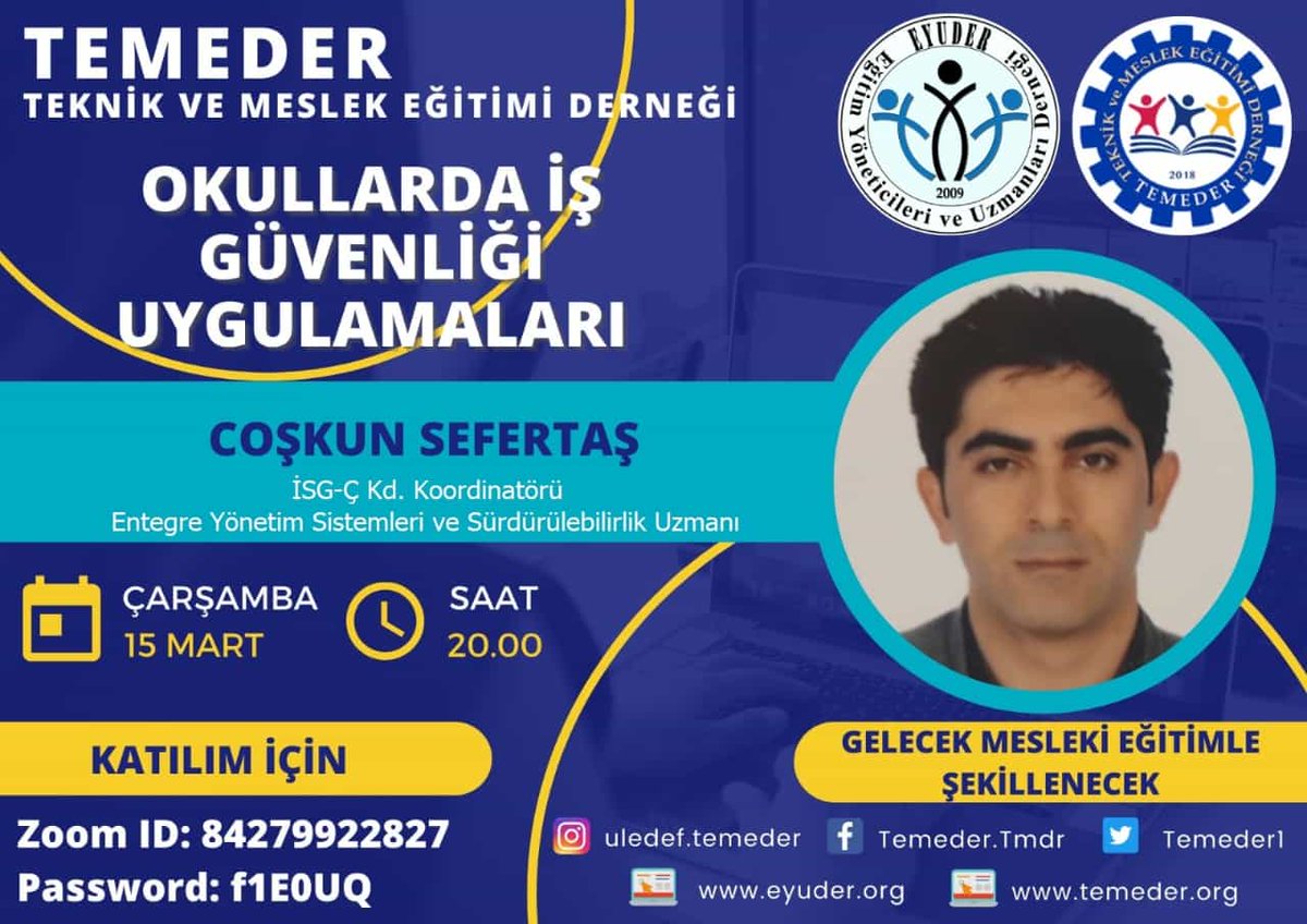 eyuder's tweet photo. #TEMEDER derneğimiz tarafından düzenlenen programa davetlisiniz.
Program 15 Mart Çarşamba akşamı saat 20.00 de Zoom üzerinden yapılacaktır.
https://t.co/V579WVciPC
İŞİMİZ EĞİTİM GÜCÜMÜZ EĞİTİM https://t.co/UnAHG9g3lb