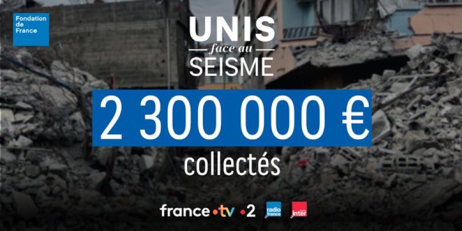 🇫🇷❤️‍🩹🇹🇷Depremden etkilenen Türk ve Suriye halklarıyla dayanışma amacıyla dün akşam #Paris #Olympia’da @francetele ve @fondationfrance tarafından düzenlenen, çok sayıda ünlü sanatçının katıldığı konserde 2,3 milyon avro bağış toplandı. 

#UnisFaceAuSeisme
Depreme karşı tek yürek
