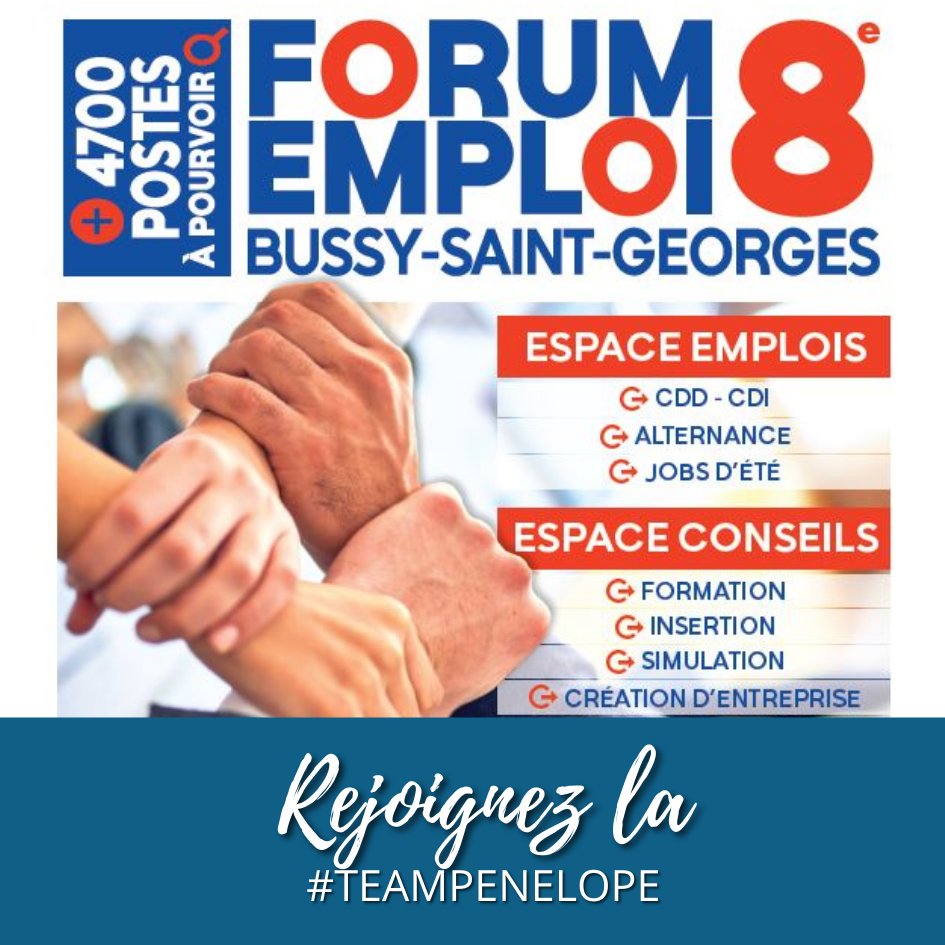 Nous vous attendons nombreux, au 8ème Forum de l'emploi à Bussy Saint-Georges aujourd'hui !
Rejoignez-nous nombreux #groupepenelope !
📆 15 mars de 10h à 17h 
🗺️Gymnase Maurice Herzog, boulevard des Genêts, 77600 Bussy-Saint-Georges
#forumemploi#içicarecrut #bussysaintgeorges