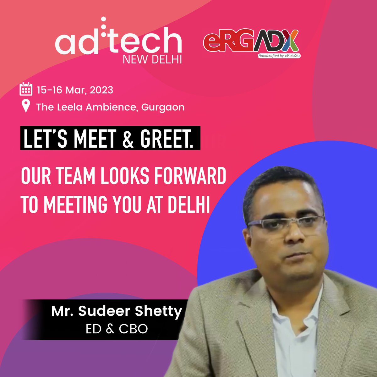 We're thrilled to announce that we'll be joining the AdTech Delhi summit.  From @erelego , Our CBO - @sudeershetty , eRGADX Digital Business Manager - @subha_zoya  and Product Team Lead - Arunav Kakoty will be attending the Summit.
#AdTechDelhi #adtechIN #adtech2023 #programmatic