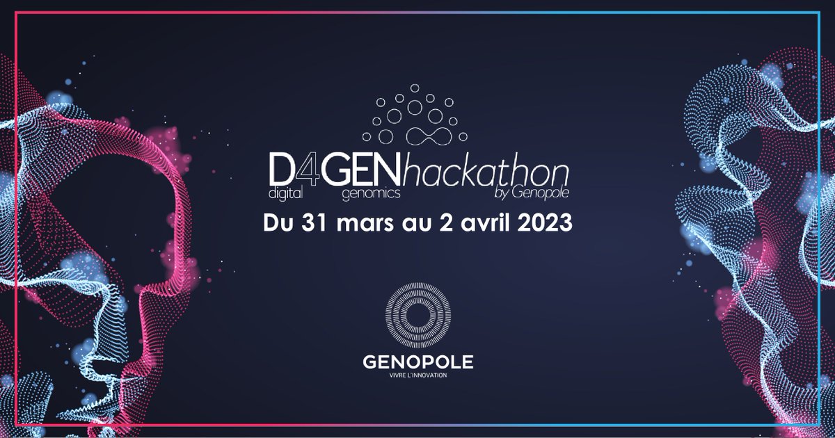 BeMyAppFR's tweet photo. Participez au #hackathon #D4Gen de @Genopole et faites avancer la recherche liée à l’#analysenumérique des #données #biologiques !
Du 31 mars au 2 Avril et jusqu’à 3 000 € en bons d'achats à gagner!
Informations & Inscriptions 👇
https://t.co/nvC2No3a3f
#Biotechnology https://t.co/nxnVLExyrq