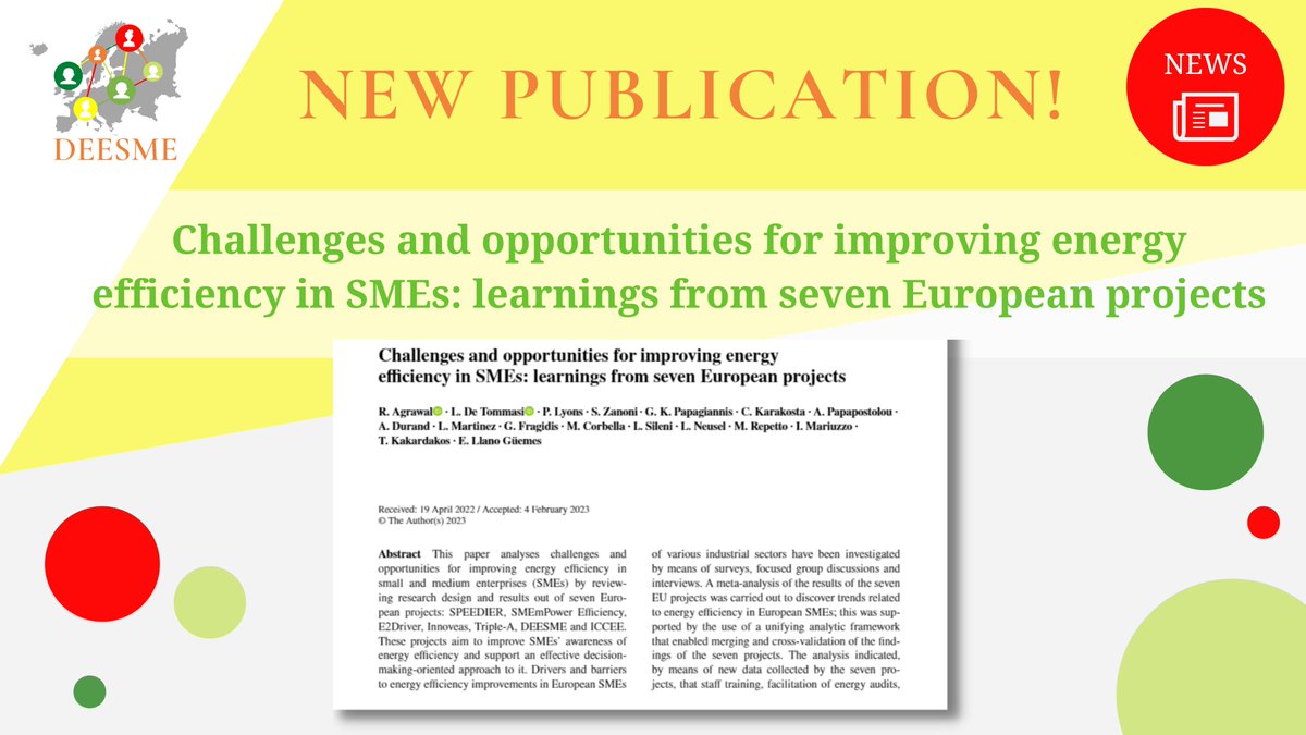 📰 Check out a collaborative publication on 𝗖𝗵𝗮𝗹𝗹𝗲𝗻𝗴𝗲𝘀 𝗮𝗻𝗱 𝗢𝗽𝗽𝗼𝗿𝘁𝘂𝗻𝗶𝘁𝗶𝗲𝘀 𝗳𝗼𝗿 𝗜𝗺𝗽𝗿𝗼𝘃𝗶𝗻𝗴 𝗘𝗻𝗲𝗿𝗴𝘆 𝗘𝗳𝗳𝗶𝗰𝗶𝗲𝗻𝗰𝘆 𝗶𝗻 𝗦𝗠𝗘𝘀 made with our sister projects 

➡️ You can read it here: lnkd.in/d9k8yiZ3