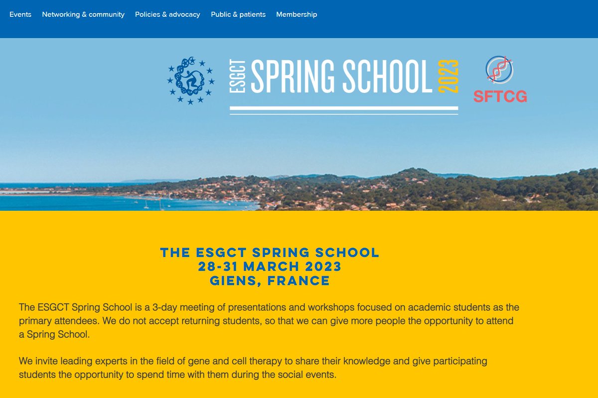 GeneHumdi's tweet image. We had a flash anounce by Axel Schambach on behalf of the @ESGCT regarding their #SpringSchool2023  THERE IS STILL ROOM FOR LAST MINUTE APPLICANTS! This is a superb opportunitiy for #GeneEditing young researchers. So If you are interested check it out!  esgct.eu/spring-school