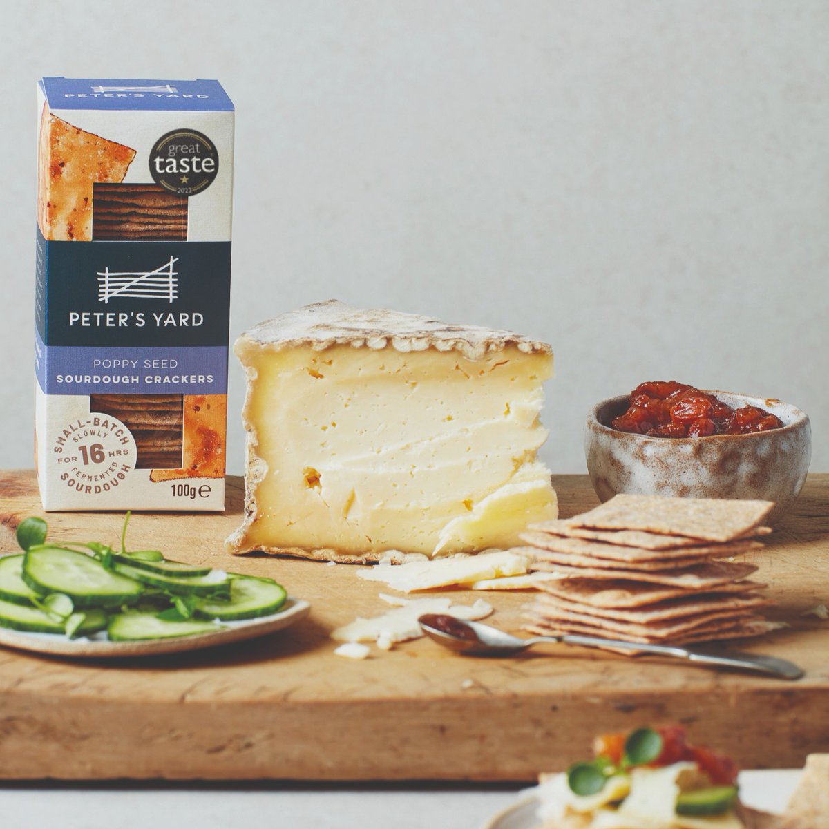 Savour the crunch of our Poppy Seed Sourdough Crackers. 

They have an inherent nuttiness, which make them a versatile partner for various styles of cheese. They're packed with both black and white poppy seeds, which bring toasty and nutty flavours to any cheeseboard.