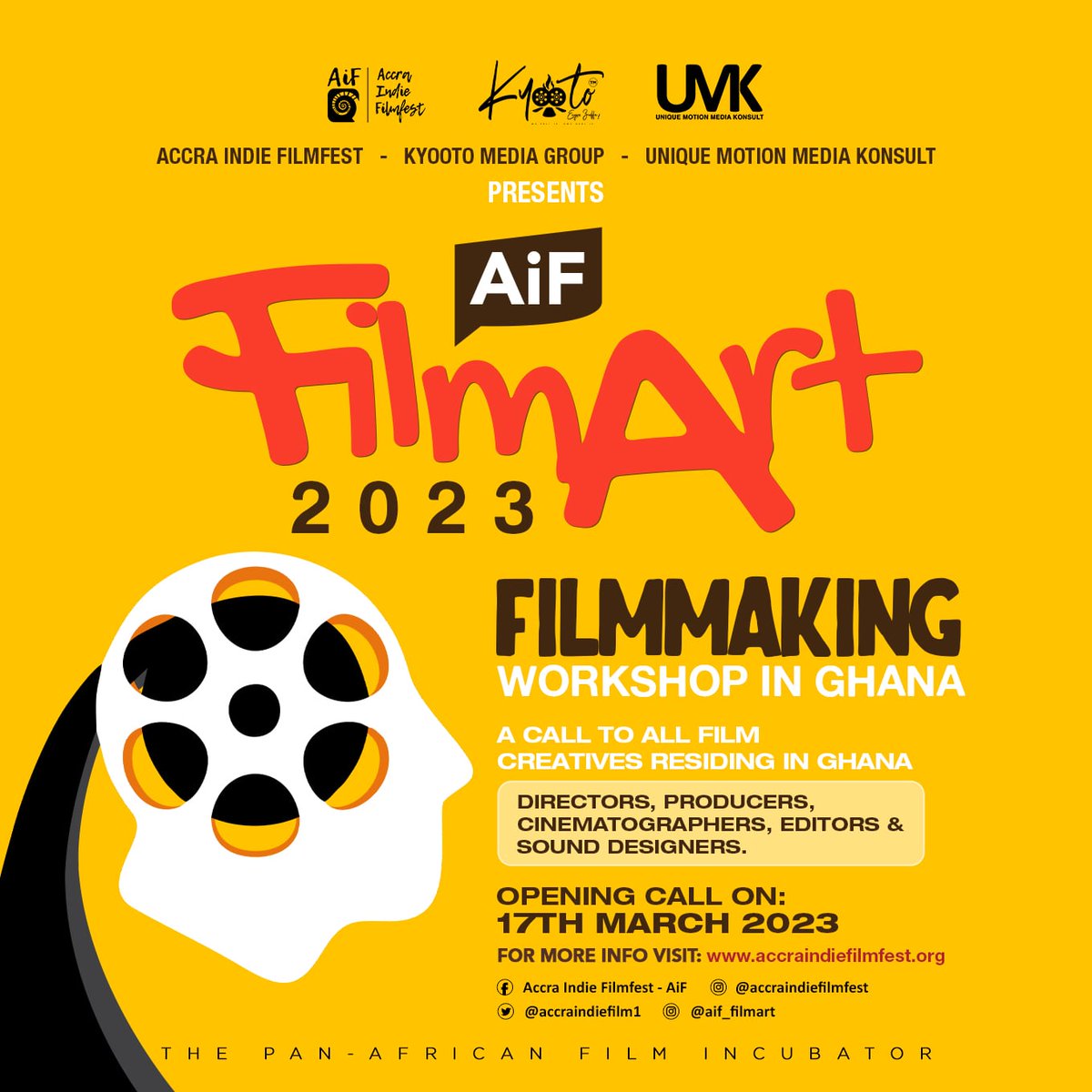 It's finally time for the Ghana chapter of AiF FilmArt 2023

Are you a film creative and residing in Ghana? Be on the lookout to join in this amazing film incubation.

Open Call for Applications on 17th March 2023.