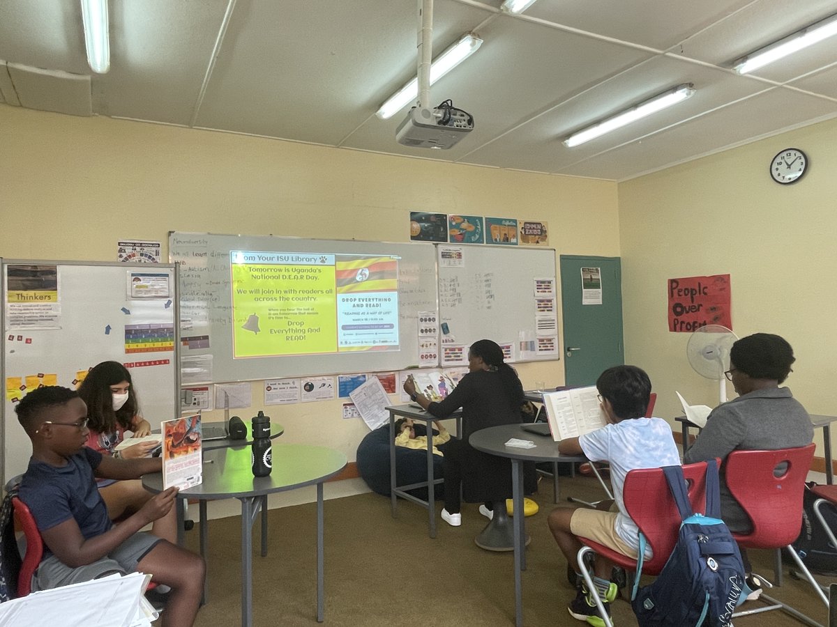 ISofUganda's tweet photo. Uganda's National #DEAR2023 Day exists to promote the continued growth of a positive reading 📖 culture. Today our #ISUCommunity Dropped Everything And Read at 11AM for 20 minutes! @ISU_Books #ISUedu https://t.co/U1JKmslYr6