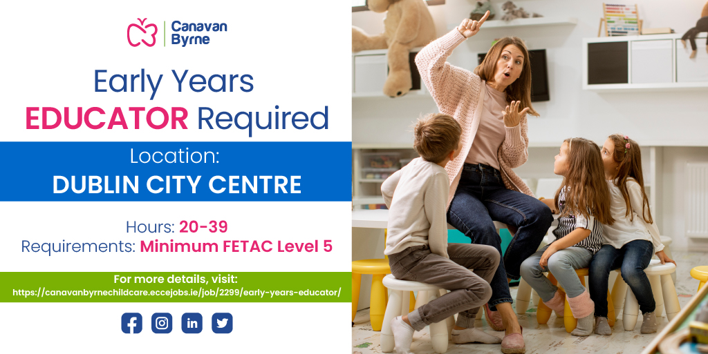 For more details, visit: canavanbyrnechildcare.eccejobs.ie/job/2299/early…
#earlyyearsjobs #childcarejobs #jobsboard #canavanbyrne