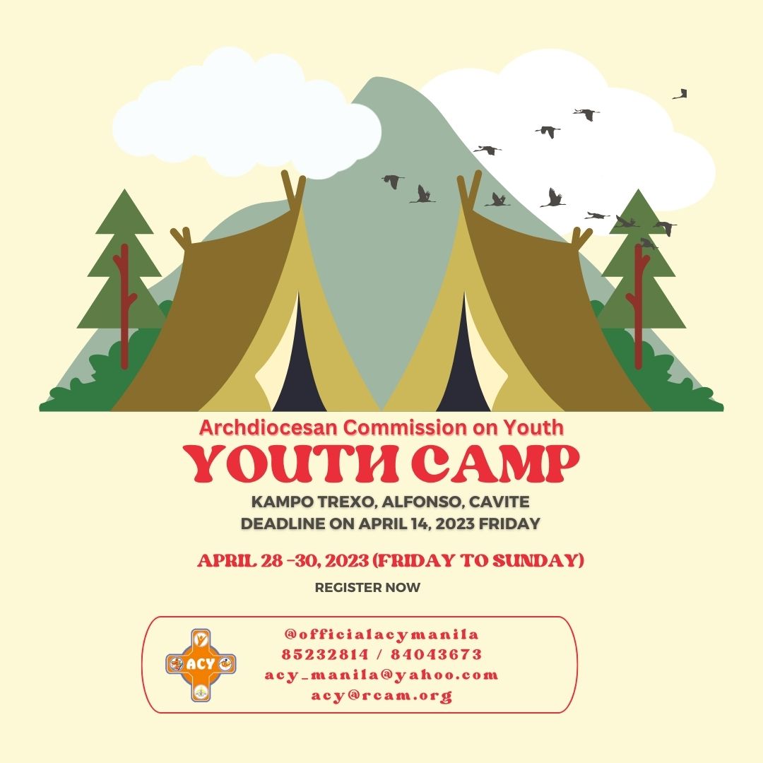 AcyManila's tweet photo. 📣Calling all young people ages 16 to 39 years old!
this year's Youth Camp aims to foster camaraderie and leadership skills that will help the campers in their personal growth.
For more information, DM us!

MABUHAY ANG KABATAANG KATOLIKO!

#acyyouthcamp23 #ACYManila https://t.co/a1LzBUYz1m