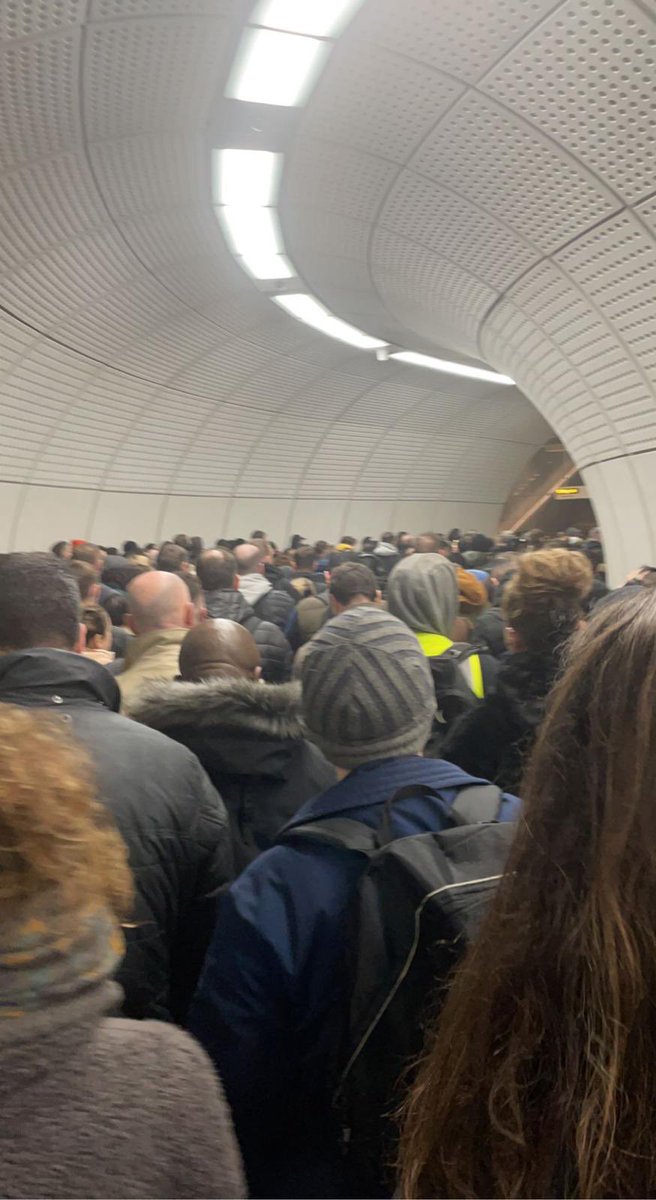 #tubestrike #elizabethline Hats off to everyone in this crowd who stayed calm! Scary stuff.