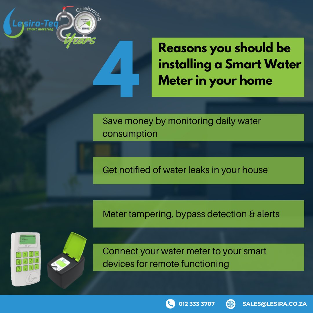 4 reasons you should install a #SmartWaterMeter 
lesira.co.za