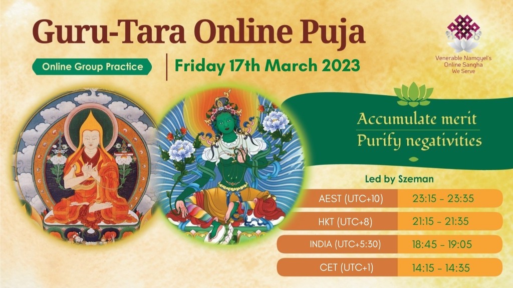 【Guru-Tara Puja @ Tibetan Special Guru Day】
 
The root of saṃsāra’s vicious circle of confusion – good or bad, happy or painful –
Lies in the seeds of twofold ignorance: connate and conceptual.
So that I may banish this ignorance, the heart’s darknes… ift.tt/jAn5xhC
