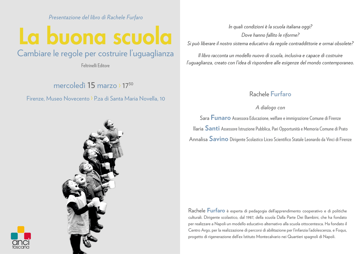 AnciToscana's tweet photo. #labuonascuola
Oggi 15 marzo dalle 17.30 al @MuseoNovecento di Firenze Rachele Furfaro presenta il suo libro con:
🔸@sarafunaro Assessora @comunefi
🔸Ilaria Santi Assessore @comunepo
🔸Annalisa Savino Dirigente Liceo da Vinci di Firenze
➡️Per registrarsi https://t.co/1WL8Rz1epM https://t.co/MATFR07GfA