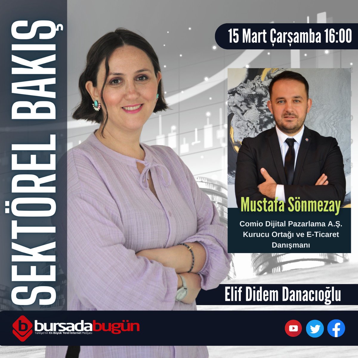 bursadabugun's tweet photo. Elif Didem Danacıoğlu'nun sunduğu 'Sektörel Bakış' programının konuğu; Comio Dijital Pazarlama A.Ş. Kurucu Ortağı ve E-Ticaret Danışmanı Mustafa Sönmezay. 'Sektörel Bakış' saat 16.00'da canlı yayınla Bursada Bugün TV'de
#bursa #comio #mustafasönmezay https://t.co/hrXewWAYY3