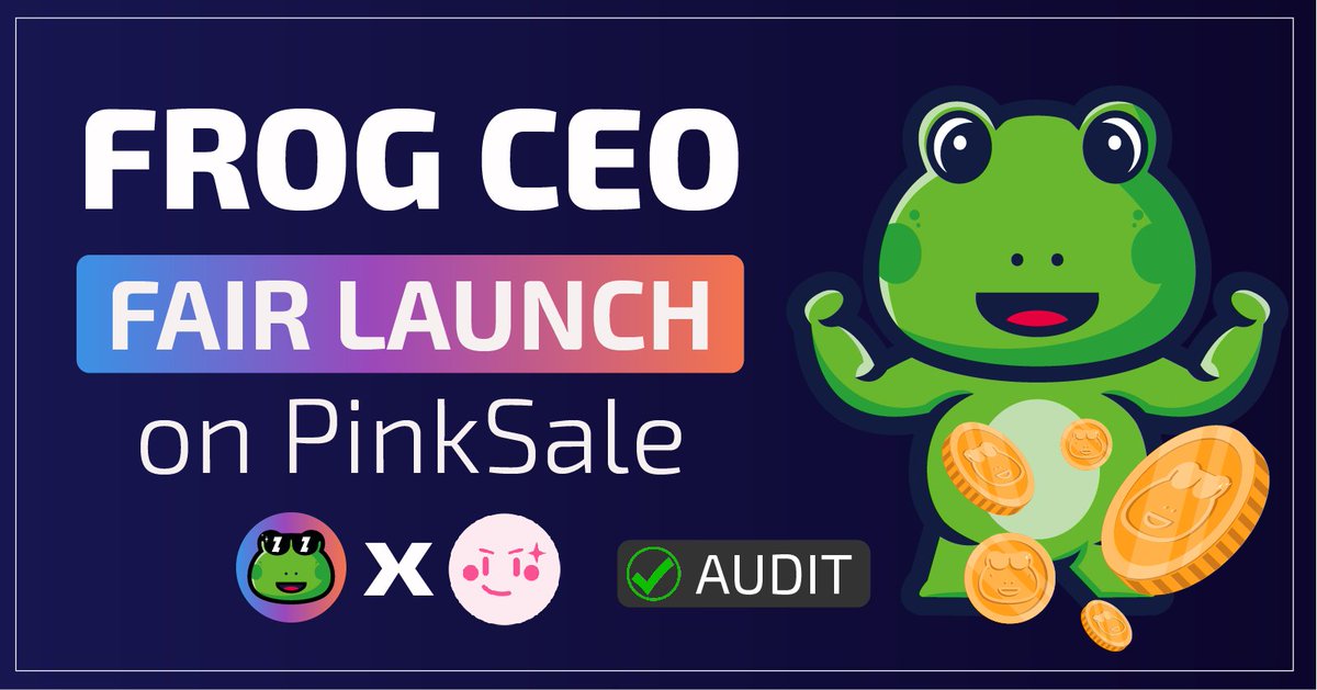 FrogEcosystem's tweet photo. 🐸 Welcome Frog CEO Become a part of a powerful eco-system!
Join us and together we will reach the moon.

PinkSale FairLaunch Link:
https://t.co/HJaURYU4Fz

✅Audit 
🔥50% Burn
🚀CG &amp; CMC Fast Track
🏆6% Hodl Reward
🟢Listing on the Top CEX https://t.co/yGkynIFiOR