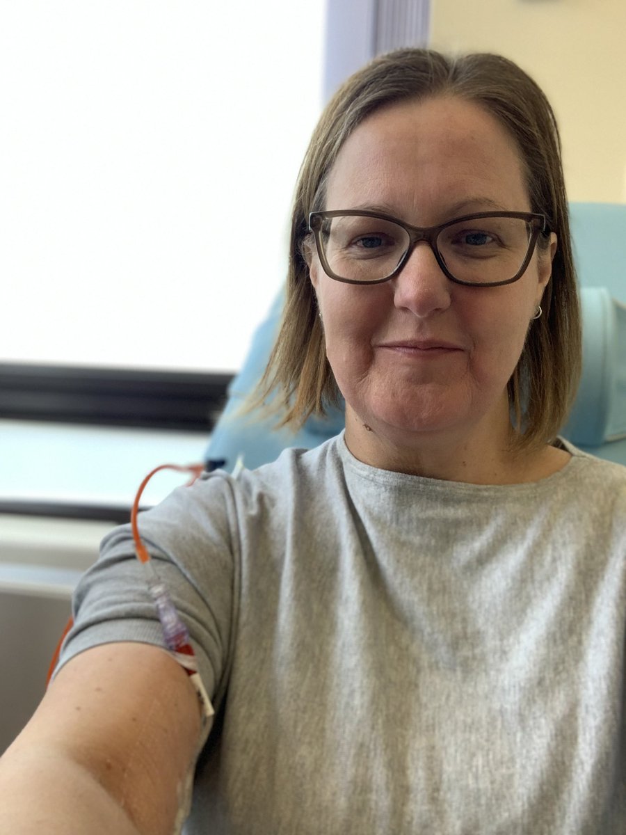 Hooked up for #chemotherapy round 5, awaiting the beautiful 🥶 cold cap
#HereWeGo 
#FairPayForNHS