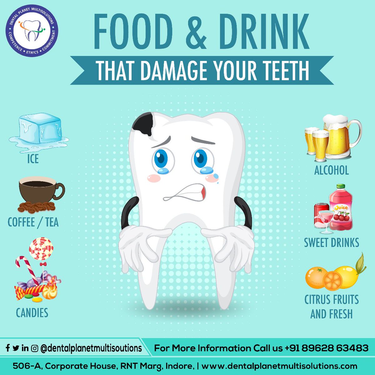 'Think before you drink and eat: Your favorite food & drinks may be harming your teeth more than you realize. Protect your smile & maintain good oral health with these tips.
.
#ToothDecay #SugarIntake #AcidicFoods #EnamelErosion #CavityPrevention #TeethFriendly #DentalHealthTips