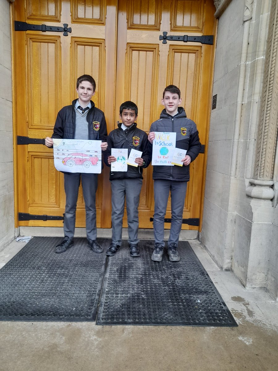 Congratulations to Samiur Rahman who came 1st in the Green -Schools sustainable transport poster competition and to Charlie Callaghan who came 2nd and Adam Moore who came 3rd. Well done boys 👏 🌿☘