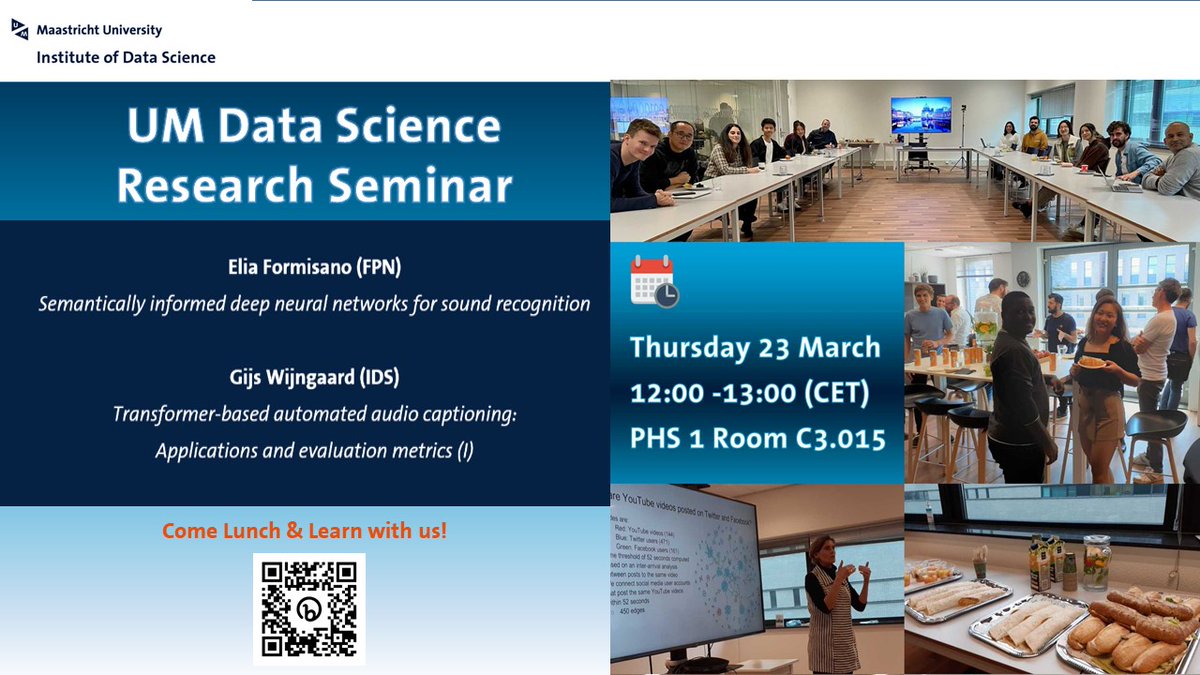 Sign up for next week's UM Data Science Research Seminar!
bit.ly/UMDSRS2303

Date:  23 March
Time: 12:00 - 13:00
Location: PHS1 
Room: C3.015

Speakers: Elia Formisano (FPN) &amp; Gijs Wijngaard (DACS/IDS).

#umdatascience #datascience #psychology #neuroscience #neuralnetworks