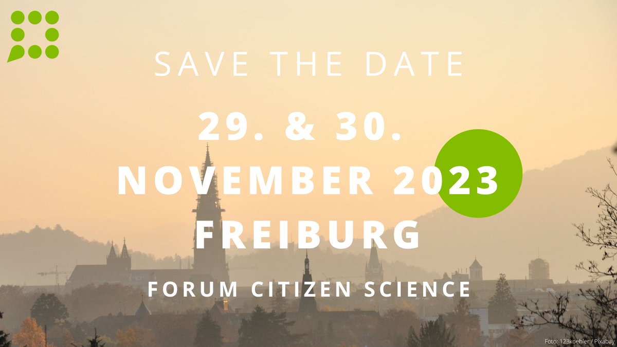 SAVE THE DATE! Gemeinsam mit der <a href="/UniFreiburg/">Universität Freiburg</a> laden wir euch herzlich zum #ForumCS 2023 am 29. und 30. November in #Freiburg ein. Wir freuen uns auf spannende Diskussionen und den Austausch zu #CitizenScience mit euch! Weitere Informationen folgen in Kürze. Stay tuned!