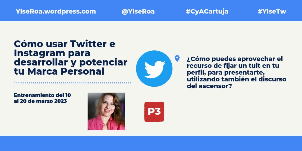 🚀Feliz jornada, queridos participantes #CyACartuja

🎯Información importante 👇👇

👉Para facilitar su proceso creativo, hoy 15 de marzo deben responder solo la P3

👉 P4 y P5 deberán ser respondidas los días jueves 16 y viernes 17 respectivamente 

#YlseTw 
#MarcaPersonal
#FP