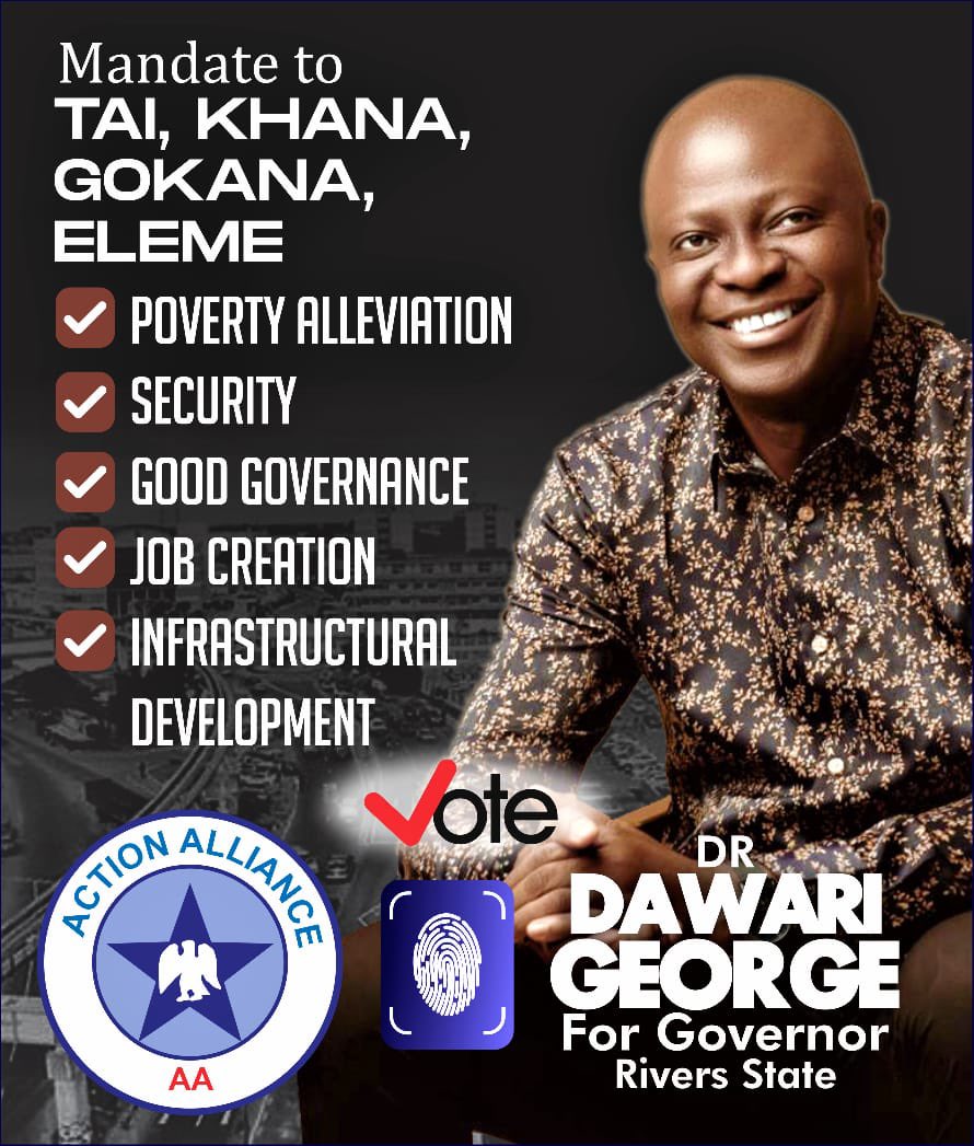 Visit my profile for my mandate to your own LGA.

#actionalliance #riversstate2023 #dawarigeorge #nigeriaelection2023 #ItsMorningAgain #dig2023  #bluestar #dig2023 #riversstate