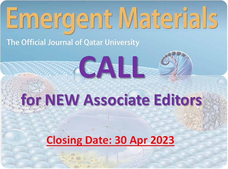 EmergentMateria's tweet photo. CALL FOR EDITORS         
Emergent Materials is inviting applications for new Associate Editors for the journal. 
Closing date for applications is 30th Apr 2023. 
If you are interested, please use the link to submit your application https://t.co/VTmU2SbECa https://t.co/iga072pdS7
