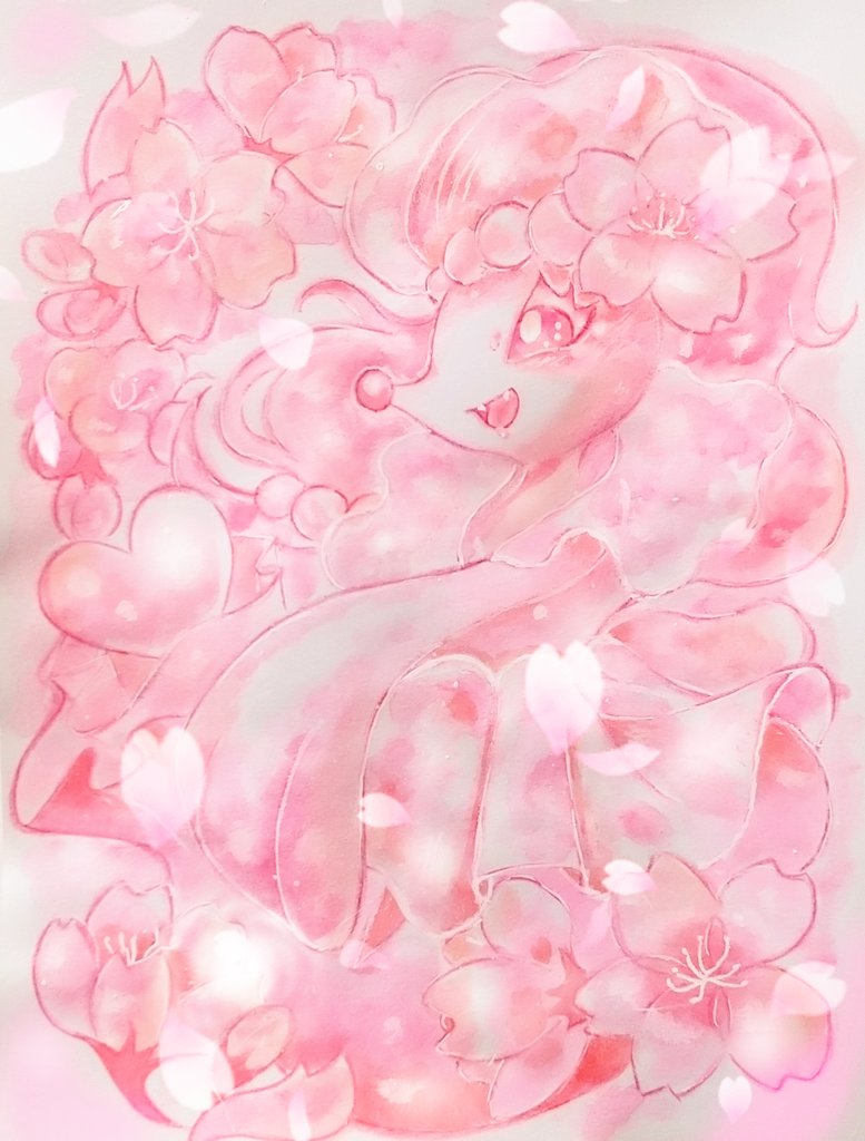 pink theme solo pokemon (creature) flower no humans open mouth smile  illustration images