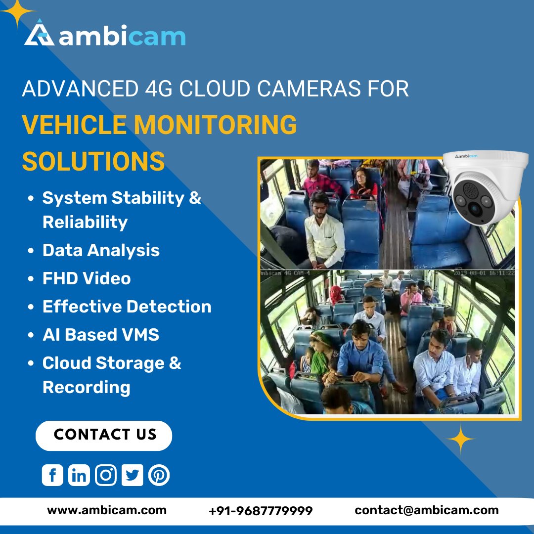 TheAmbicam's tweet photo. Advanced 4G Cloud Cameras For Vehicle Monitoring Solutions
Read Here Now https://t.co/L3dxuFXJq1
#ambicam #vechilemonitoring #4gcctvcamera #ptzcamera #security #monitoring https://t.co/D7ut1m1BCD