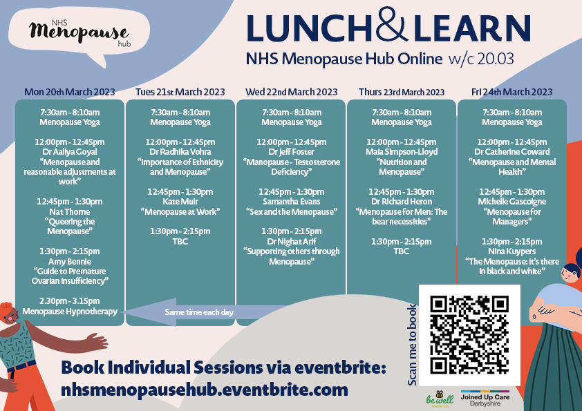 JUCD Wellbeing (@jucdwellbeing) on Twitter photo Working in partnership with <a href="/NHSmenohealth/">NHS Menopause Hub</a> we've got a week of FREE virtual menopause support coming up for our health & social care colleagues - including some fantastic speakers, menopause yoga & menopause hypnotherapy sessions🧘
Colleagues can book➡️ bit.ly/3JEdKxq Working in partnership with <a href="/NHSmenohealth/">NHS Menopause Hub</a> we've got a week of FREE virtual menopause support coming up for our health & social care colleagues - including some fantastic speakers, menopause yoga & menopause hypnotherapy sessions🧘
Colleagues can book➡️ bit.ly/3JEdKxq