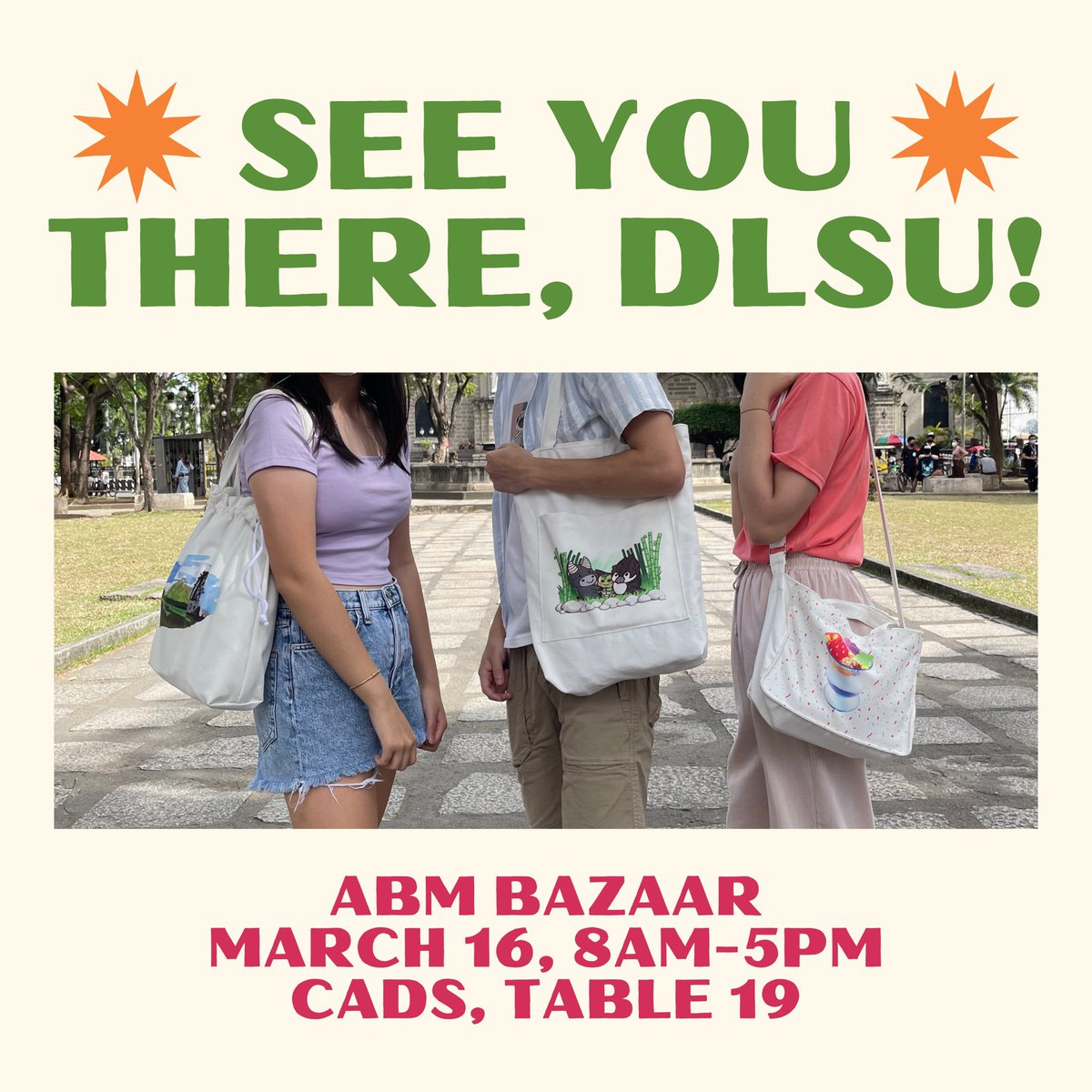 EC_EasyCarry's tweet photo. As the ABM bazaar is approaching, here are the details of when and where may find EC’s booth:

Date: March 16 at 8AM - 5PM
Location: Henry Sy Grounds/Corazon Aquino Democratic Space (CADS)
Booth: Table #19 https://t.co/udGsl1oyrM