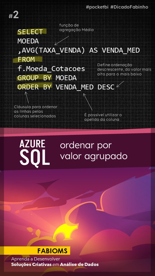 fabioms_br's tweet image. Ordenar por valor agrupado em Consulta (SELECT) no Azure SQL/SQL Server

😉 Gostou do conteúdo? Inscreva-se também no canal:
fabioms.com.br/?url=youtube-s…

#microsoft #dataplataform #dataanalyst #sqlserver #azure #sql #database #DicaDoFabinho