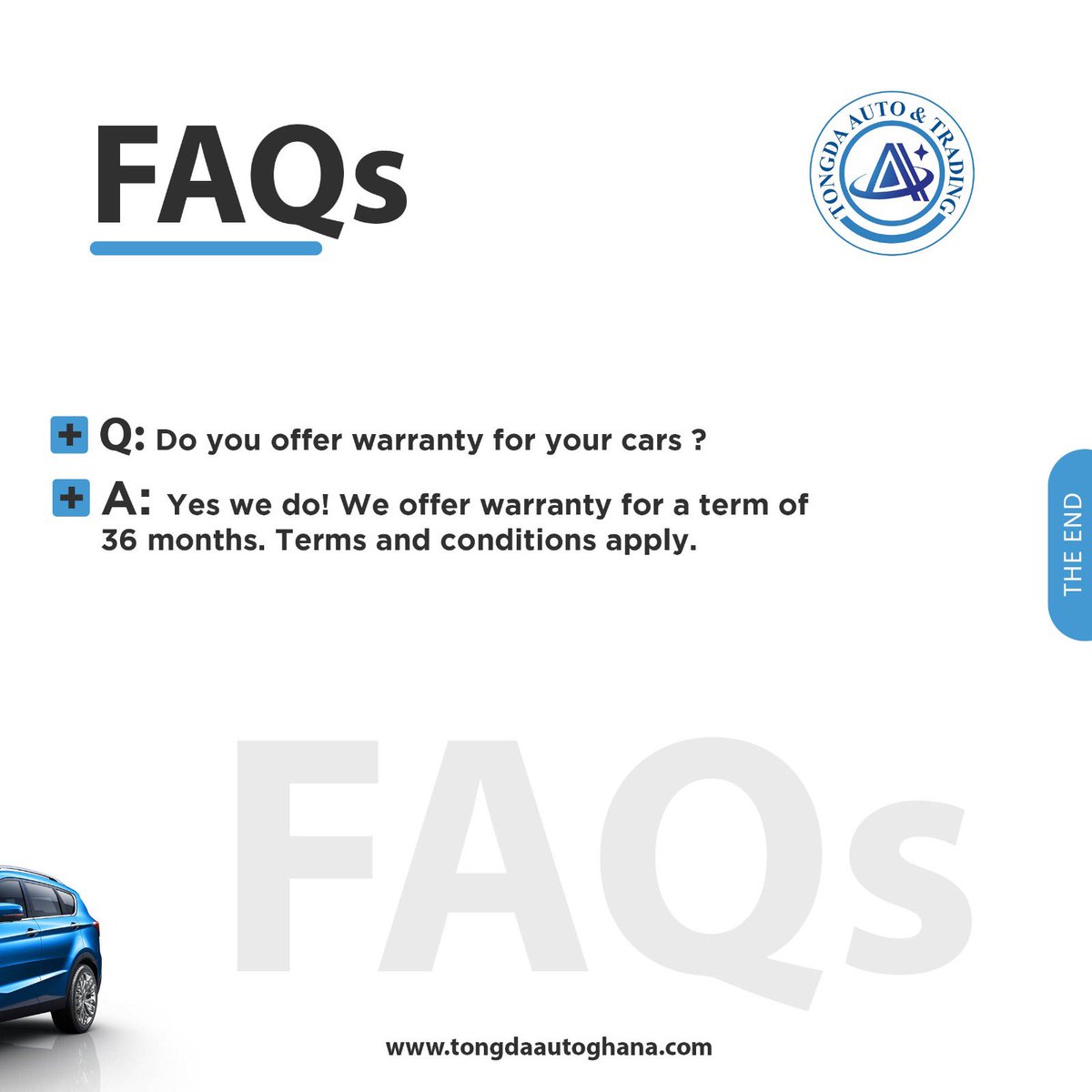 Tongdaauto_gh's tweet photo. "No question too big or small! Check out our FAQs for all the info you need. #FAQs #anyquestionanswered #getinformed see more here https://t.co/qyOSCBcVHN https://t.co/nbTKvFfJTP