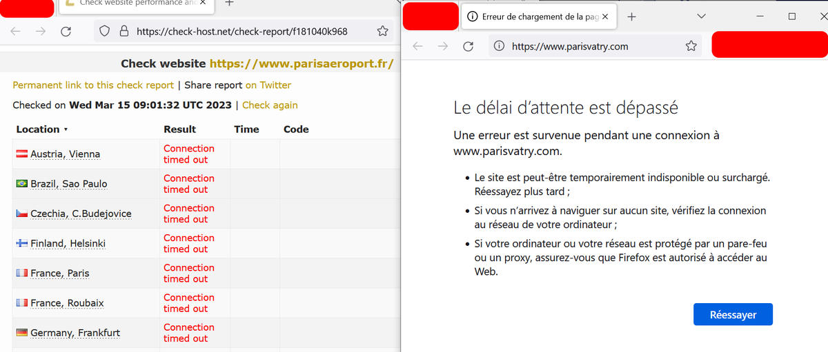 _SaxX_'s tweet photo. #Anonymous Sudan lance actuellement 1e vague d'attaque #ddos contre la #France suite aux caricatures du Prophète Mohomet ! (sic msg tg)
Pour le moment, leurs cibles : les aéroports. Le site de parisvatry est down et les autres en cours...
cc @ParisAeroport
à suivre.
#hacktivisme https://t.co/rXqfag5aZK