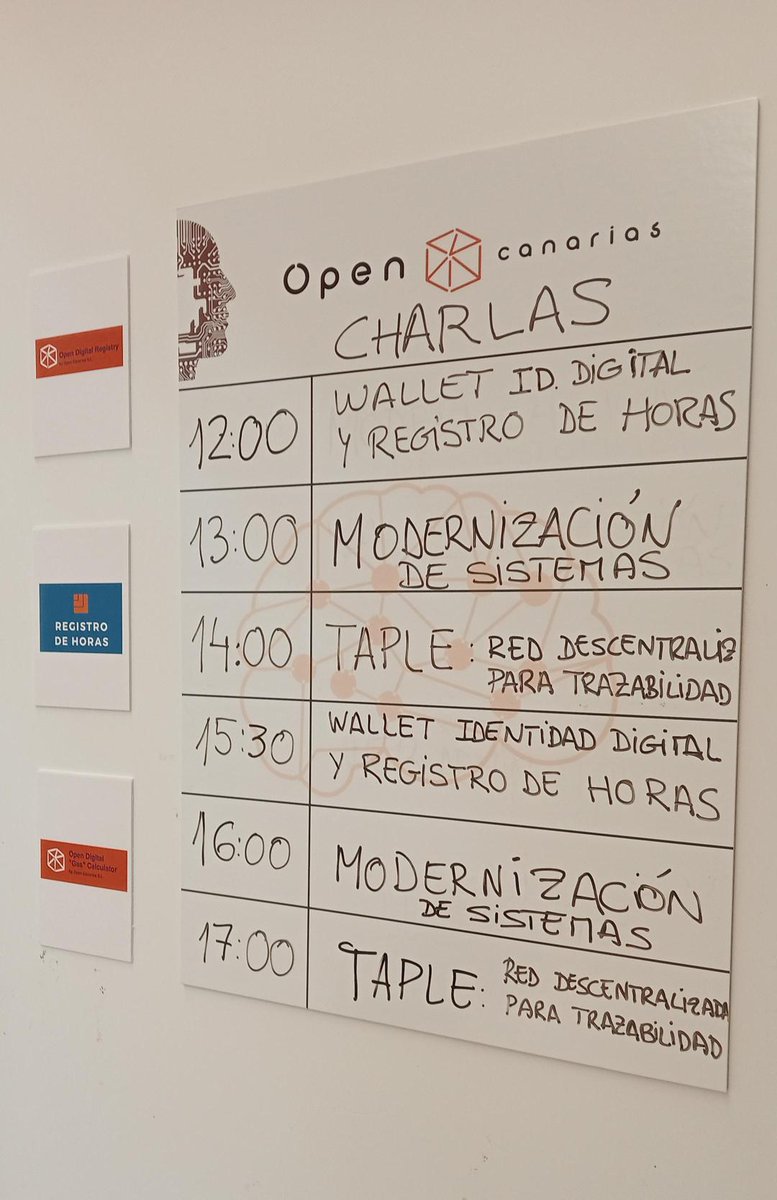 OpenCanarias's tweet photo. ¿Quieres saber más sobre #OPENTAPLE o sobre nuestra aplicación de #Registro de Horas?
Estos son los horarios que vamos a tener hoy para nuestras charlas en las @jtiesit🚀.
¡No te las puedes perder!😉
#jti2023 #LasIngenieriasQueRevolucionan https://t.co/UJ0KSteN8v