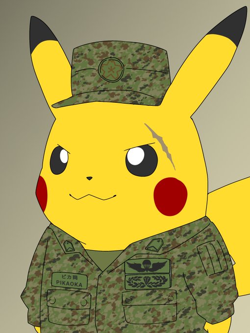 デビルの空挺徽章をつけるピカチュウ 