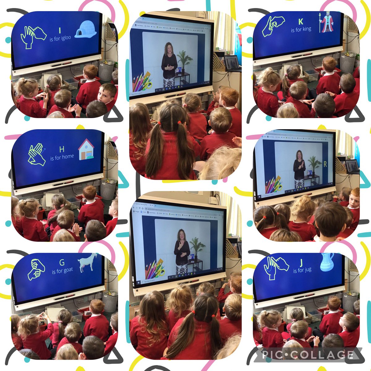 GlasshoughtonIA's tweet photo. Reception have taken part in a British Sign Language lesson as part of Sign Language Week today. We learnt how to sign the alphabet, words and greetings. #BSL #BSLLesson @BritishSignBSL https://t.co/9aCvs8ooU1